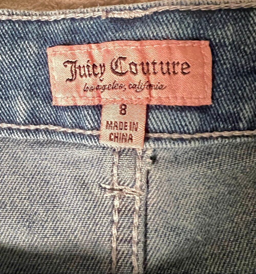 Juicy Western Short With Juicy in Pink Script Across Backside Medium Wash 8 NWT - Picture 7 of 16